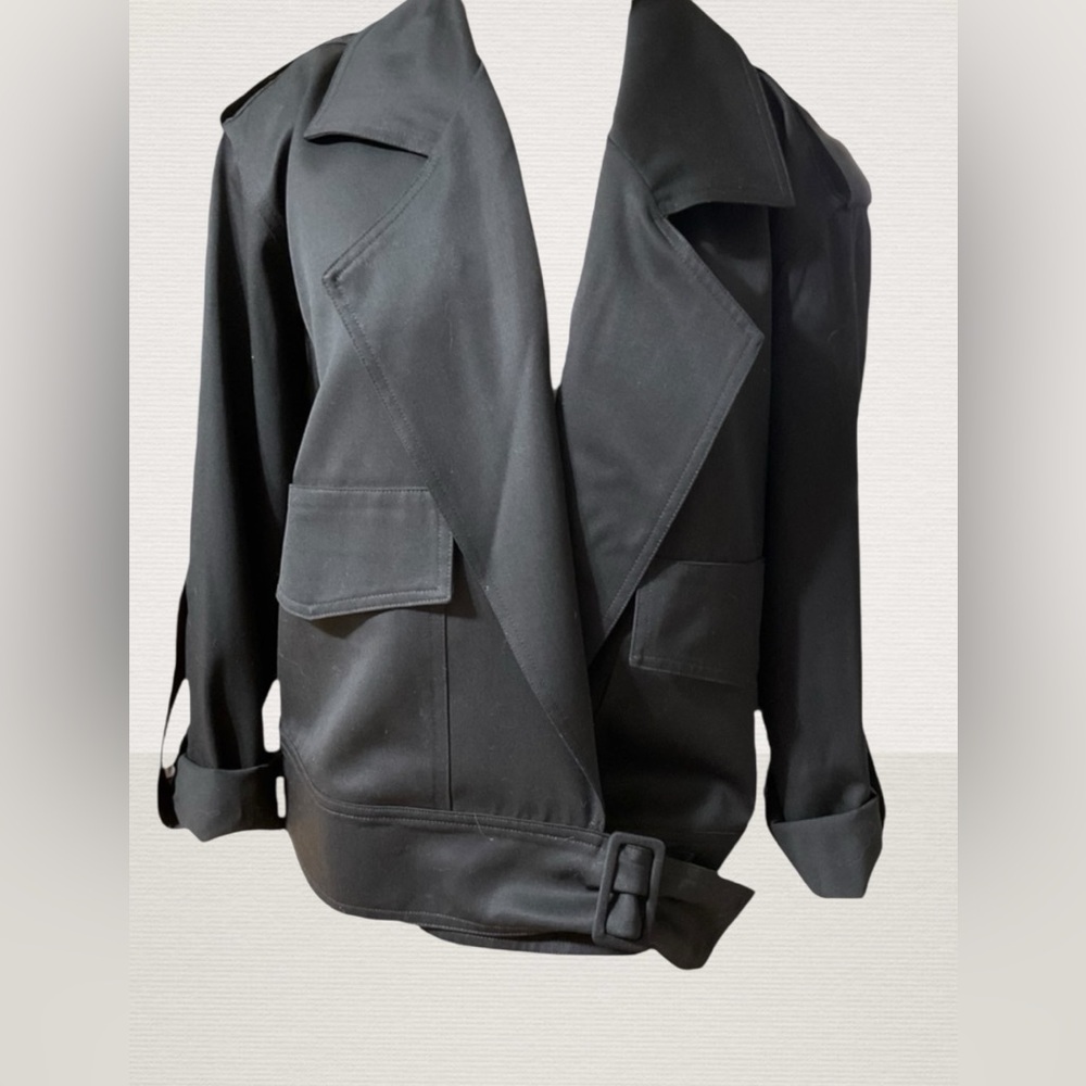 Robert Rodriguez Wool Black Open Cut Arm Holes Belted Blazer Jacket‎ SIZE small